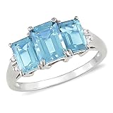 2-1/2 ct.t.w. Blue Topaz and Diamond Accent Ring in 10k White Gold, I2-I3, G-H-I