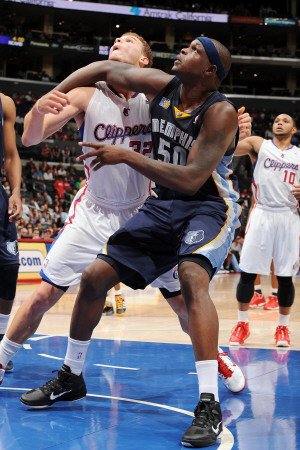 Memphis Grizzlies v Los Angeles Clippers: Blake Griffin and Zach Randolph Photographic Poster Print by Noah Graham, 8x12