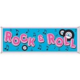 Rock & Roll Sign Banner Party Accessory (1 count) (1/Pkg)