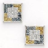 Solid 14K White Gold Micro Pav� .50 Carat Border Genuine Diamond Earrings