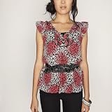 FULL TILT Ruffle Animal Womens Top