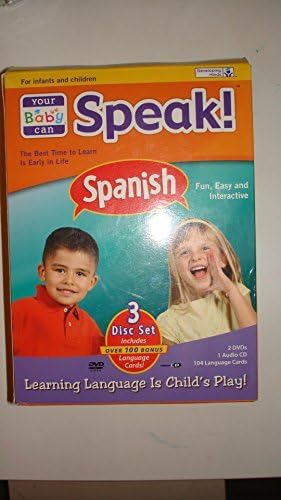 Your Baby Can Speak Spanish 3 disc Set (2 DVDs 1 CD &amp; 104 language cards) by Your Baby Can