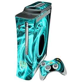 XBOX 360 Aqua Energy DIGIWRAP Skin & 2 Matching Controller Skins