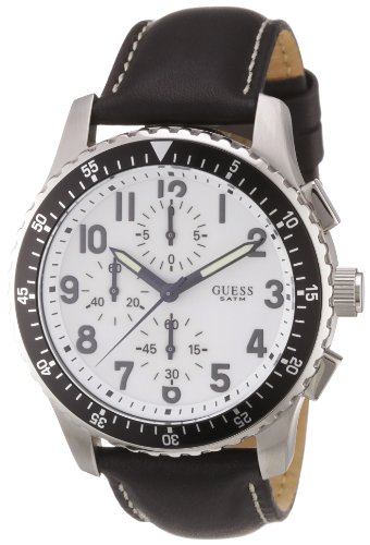 Guess Herren-Armbanduhr XL Mission Analog Leder 