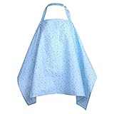 Pomélos　授乳ケープ　授乳エプロン　授乳カバー　ポンチョ　サイズ調整可能　コットン製　肌に優しい　マタニティウェア　全7色　フリーサイズ (スカイブルー花柄)