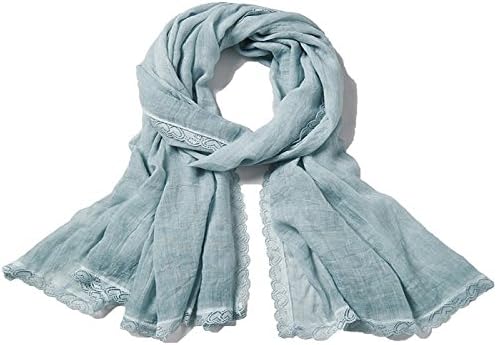 Women Blending Solid Scarf Sheer Infinity Wraps Beach Cover Lace Crinkle Shawls Light Green