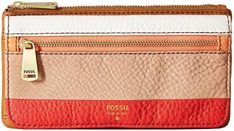 Fossil Women's Leather Preston Flap Clutch ID Wallet Pink Stripe