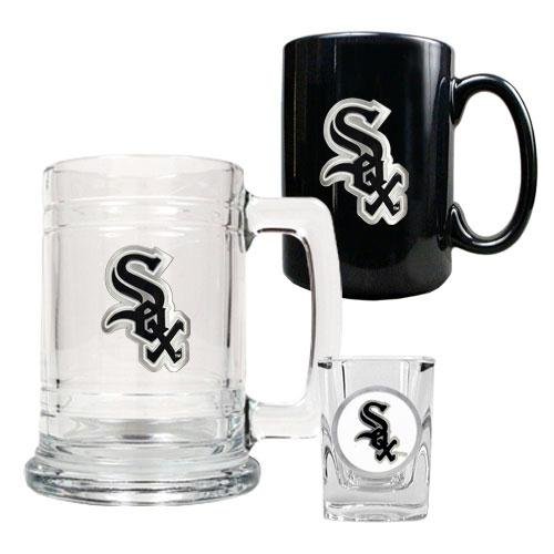 MLB Chicago White Sox 15-Ounce Tankard, 15-Ounce Ceramic Mug & 2-Ounce Shot Glass Set - Primary Logo