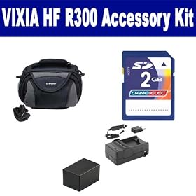Canon VIXIA HF R300 Camcorder Accessory Kit includes: KSD2GB Memory Card, SDC-26 Case, PTBP727 Battery