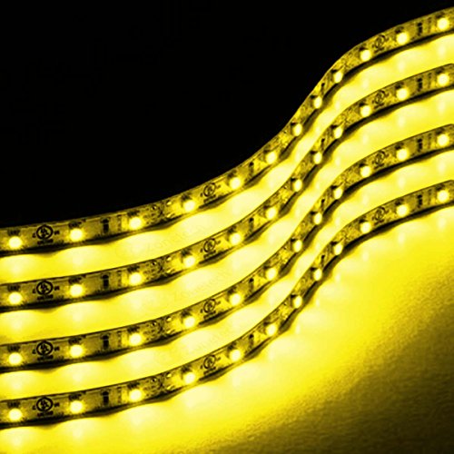 Zone Tech 30cm LED Car Flexible Waterproof Light Strip YELLOW (pack of 4)