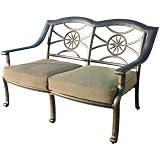 Darlee Ten Star Cast Aluminum Outdoor Patio Loveseat With Cushions - Antique Bronze