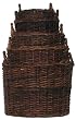 Country Hand Woven Round Sapling Baskets Set / 5, Large=20.5"D x 15"H