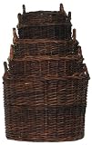 Country Hand Woven Round Sapling Baskets Set / 5, Large=20.5"D x 15"H