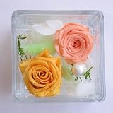 【ホワイトデー】ガラスの宝石箱☆パステル（プリザーブドフラワー）【お菓子付き】【お祝い・記念日・誕生日・フラワーギフト・バラ】