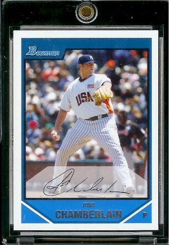 2007 Bowman Draft Future's Game Prospects # BDPP71 Joba Chamberlain (RC) - New York Yankees - Rookie Baseball Card in a Protective Display Case