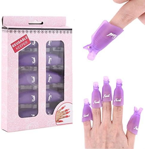 Xx Shop 10pcs Purple Nail Art Uv Gel-off Polish Remover Wrap Cleaner Reusable Clips Keeper