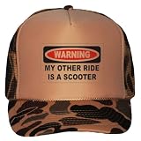 WARNING MY OTHER RIDE IS A SCOOTER Adult Brown Camo Mesh Back Hat / Baseball Cap