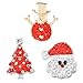 Souarts Womens Christmas Office Lanyard ID Badges Holder Necklace with 3pcs Snap Charms Jewelry Pendant Clip (Red)