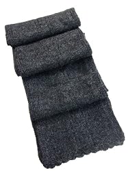 Handmade Alpaca Natural Fiber Scarf - Honest Charcoal (Long/hand-crocheted Border)