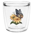 Butterfly w/Yellow Flowers 12 oz Double-Old-Fashioned Insulated Beverage Tumbler, Clear