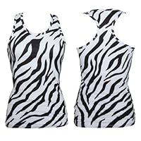 Boxercraft Zebra Animal Print Cotton & Spandex Racer Tank - Great for workouts, exercise, & team sports