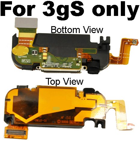 Usb Charger Port Dock Flex Cable + Mic + Buzzer Ringer or Loud Speaker + Antenna Sticker Receiver Pre-assembled / Assembly for iPhone 3gS ( not for 3g )