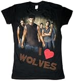 Twilight Saga New Moon I Love Wolves Black Juniors T-shirt