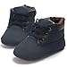 Voberry® Toddler Baby Boy's Leather Sneaker Shoes Lace up Snow Boots Warm (0~6Month, Dark Blue)