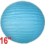 Turquoise Blue Chinese/Japanese Paper Lantern/Lamp 16 Diameter - Just Artifacts Brand