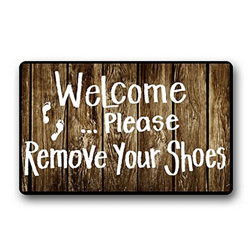 Burning Love Short Plush Material Welcome Please Remove Your Shoes Printed Doormat , Non-slip Doormats, Size40X60CM.