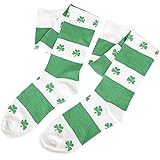 Womens 18.5" Tall Shamrock Stripe Saint Patricks Day Knee-high Socks
