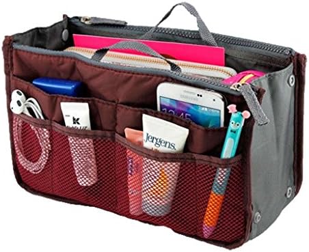 Lady Women Travel Insert Handbag Organiser Purse Large Liner Organizer Tidy Bag-Red