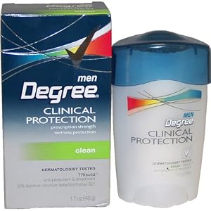 Degree Clinical Protection, Men's Anti-perspirant and Deodorant, Clean, 1.7-Ounce Stick (Pack of 2)