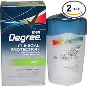 Degree Clinical Protection, Men's Anti-perspirant and Deodorant, Clean, 1.7-Ounce Stick (Pack of 2)