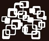 White Funky R/ Squares Wall Vinyl Sticker Decal 20 Pieces 6inch & Smaller