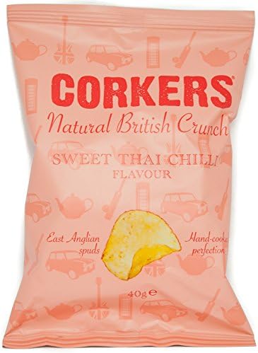 Corkers Pork Sweet Thai Chilli Crisps Chips, 1.4 oz (Pack of 2)