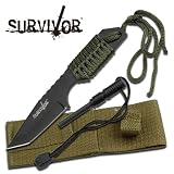 Survivor HK-106320 Outdoor Fixed Blade Knife 7 Overall WITH FIRE STARTER 2 Pack (2 Pack)