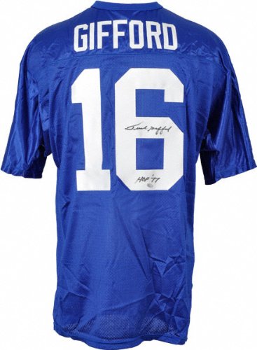Frank Gifford Autographed Jersey | Details: New York Giants, Blue, HOF Inscription