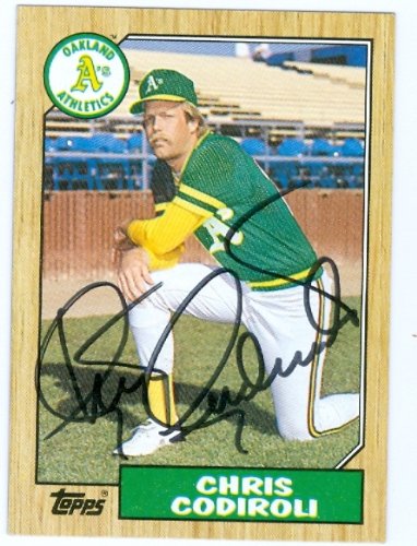 Chris Codiroli Autographed/Hand Signed MLB Baseball card (Oakland Athletics) 1987 Topps #217 (67)
