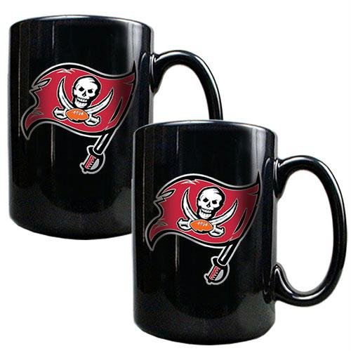 NFL Tampa Bay Buccaneers Two Piece Black Ceramic Mug Set - Primary Logo