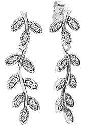 Authentic Pandora Sparkling Leaves Earrings Clear with Cubic Zirconia 290565CZ