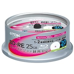 TDK 録画用ブルーレイディスク BD-RE 25GB 2倍速 ホワイトワイドプリンタブル 20枚スピンドル BEV25PWA20PK