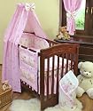 Pink hearts 11 pieces cot bed set