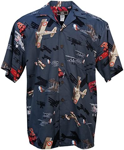 Vintage Fighters - Men's Hawaiian Print Aloha Shirt - Black - XX-Large