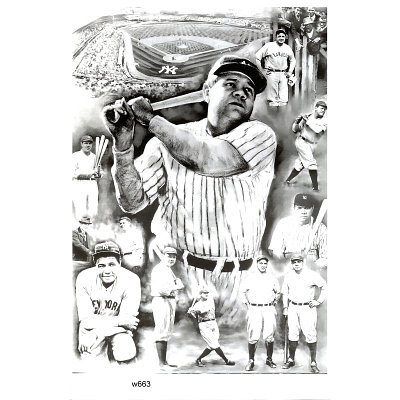 New York Yankees (Babe Ruth Collage) Sports Poster Print - 11x17