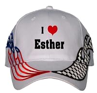 Clothing Store I Love/Heart Esther USA Flag / Checker Racing Hat / Baseball Cap