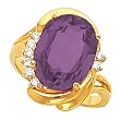 14K Yellow Gold Amethyst and Diamond Ring
