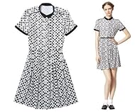 Crepe/Polyester Dots Print Short Sleeves Sheer Banding Pleated Above the Knee  Shirt  Dress