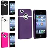 4 - Pack Snap-on Rubberized Cases / Skins / Covers compatible with iPhone 4 / 4S - Purple, White, Hot Pink, Black