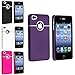 4 - Pack Snap-on Rubberized Cases / Skins / Covers compatible with iPhone 4 / 4S - Purple, White, Hot Pink, Black